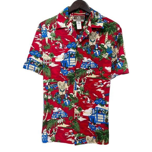 Vtg Kalaheo Men's Hawaiian Red Shirt Aloha Santa Christmas Cotton/Rayon USA Sz M